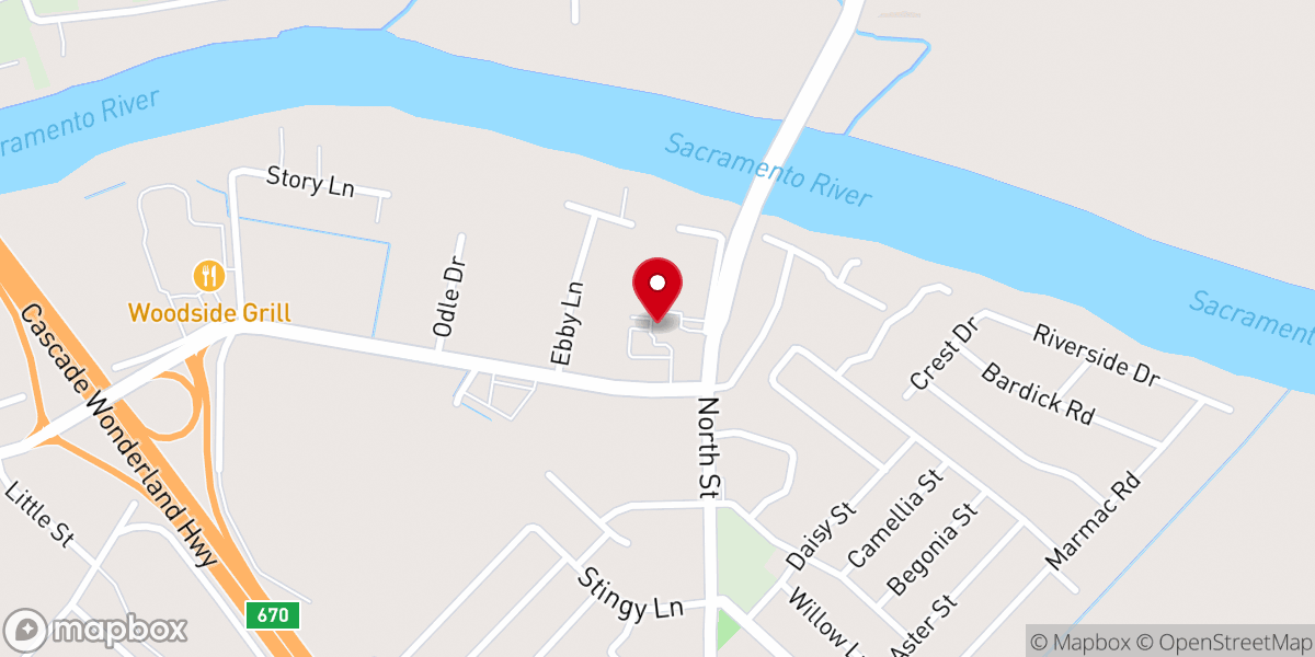 Map showing location of Anderson Church of Christ