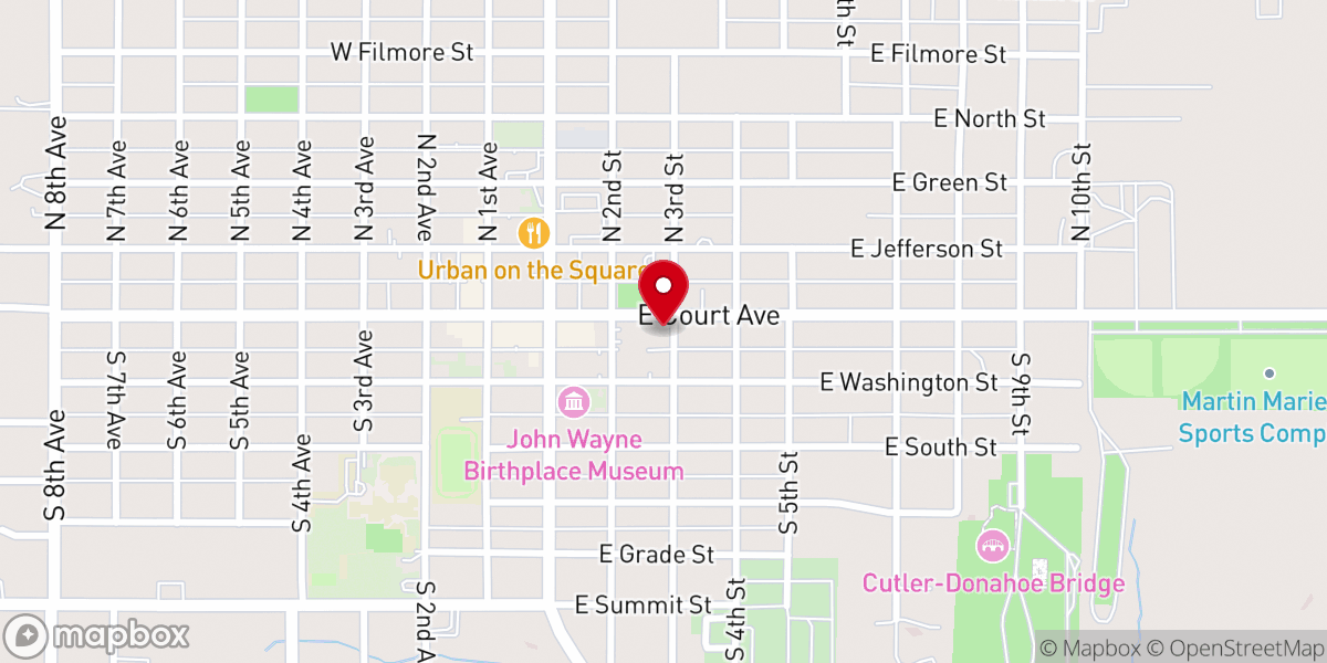 Map showing location of Winterset Foursquare Church