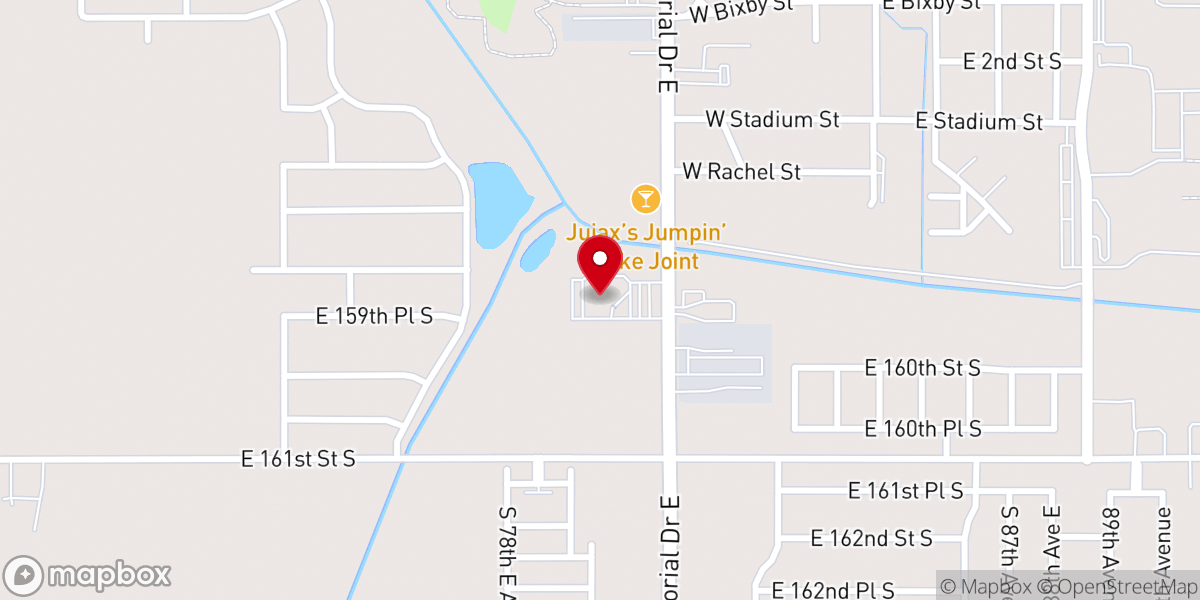 Map showing location of Downtown Bixby Church of Christ