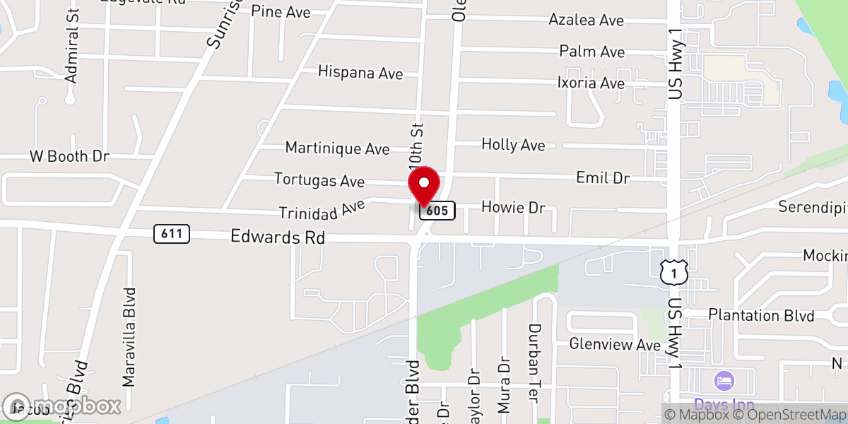 Map showing location of Fort Pierce Gospel Hall
