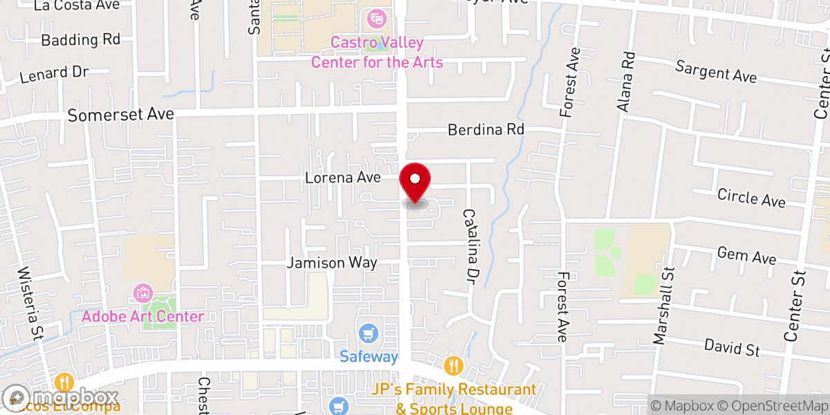 Map showing location of Faith Lutheran-Castro Valley