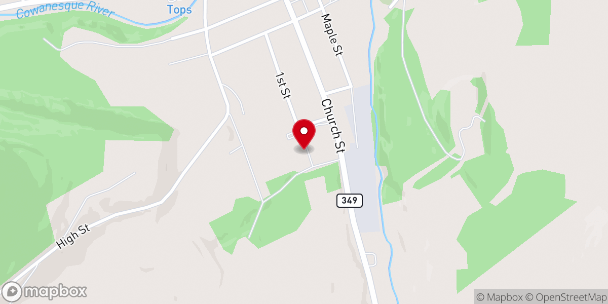 Map showing location of Mountain Laurel Recovery Center