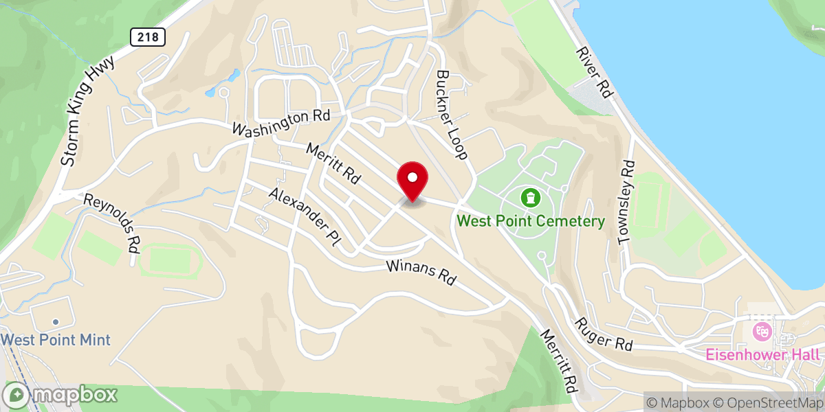 Map showing location of West Point Post Chapel