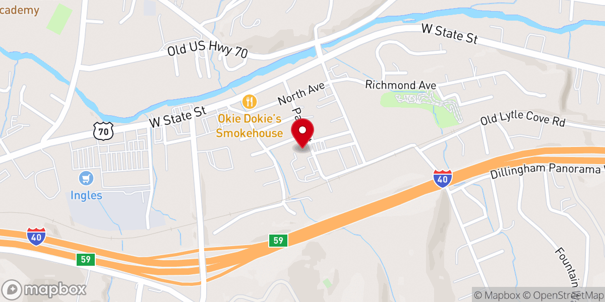Map showing location of First Baptist Church Swannanoa