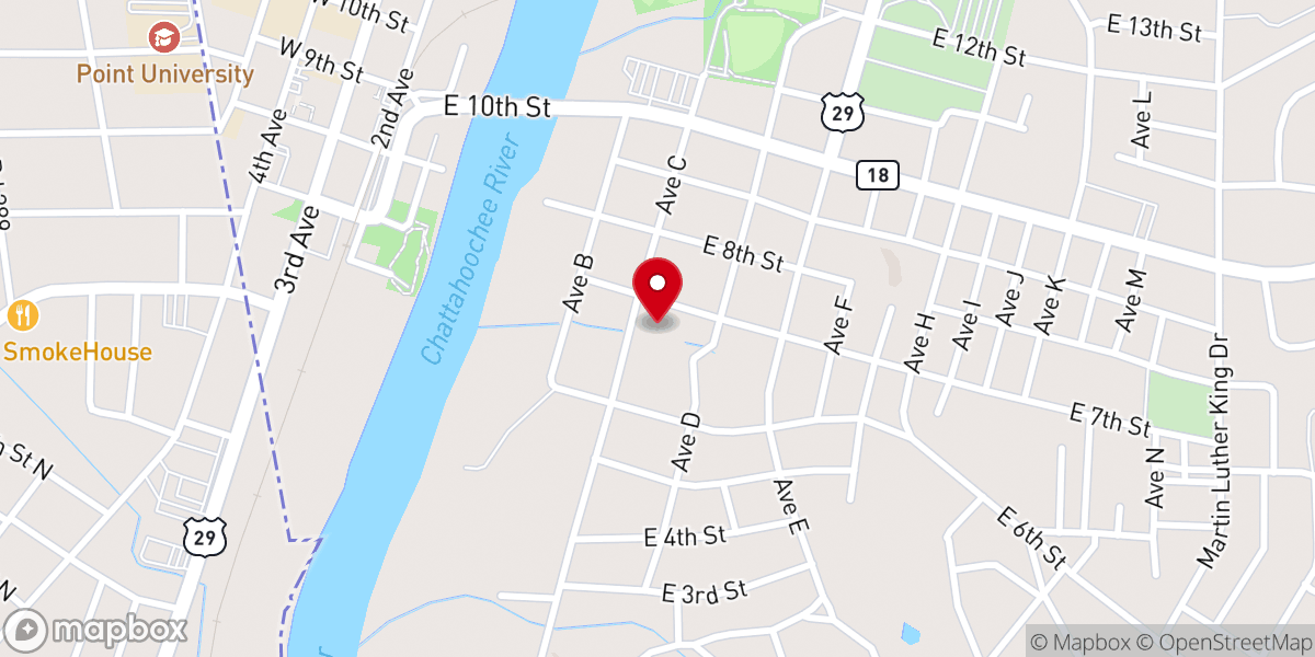 Map showing location of West Point First United Methodist Church