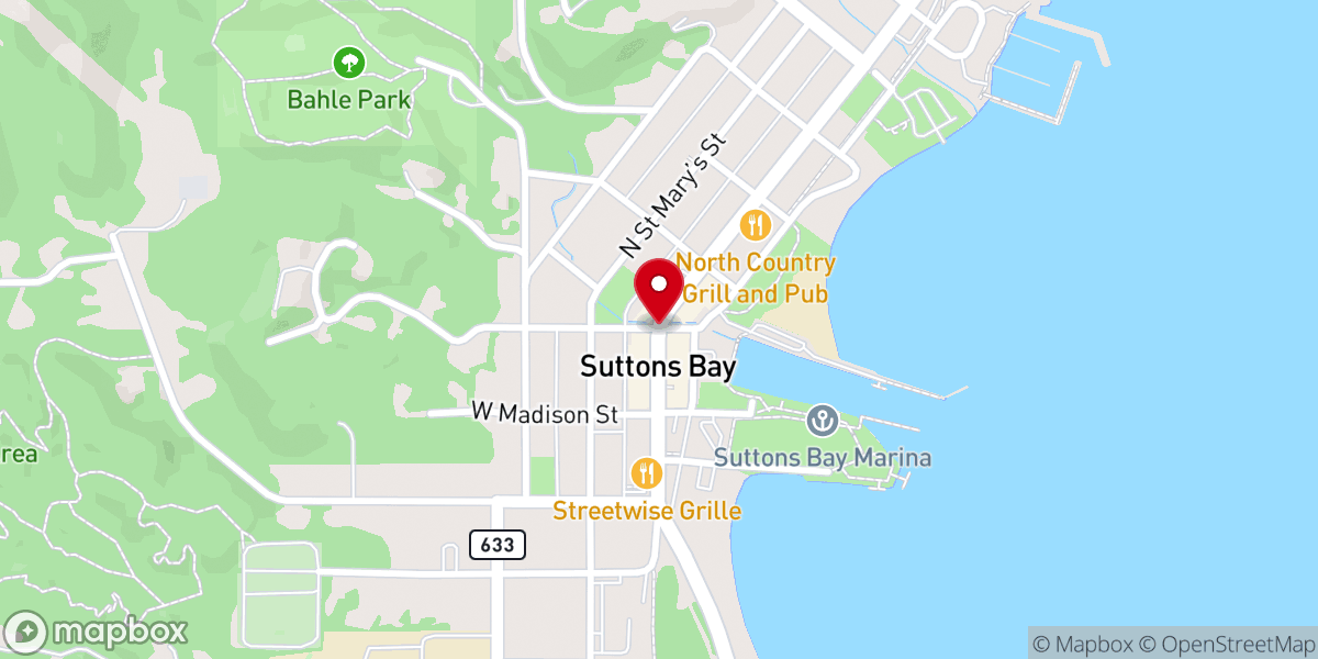 Map showing location of Suttons Bay