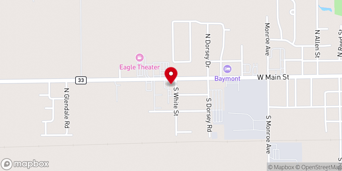 Map showing location of Monical's Pizza