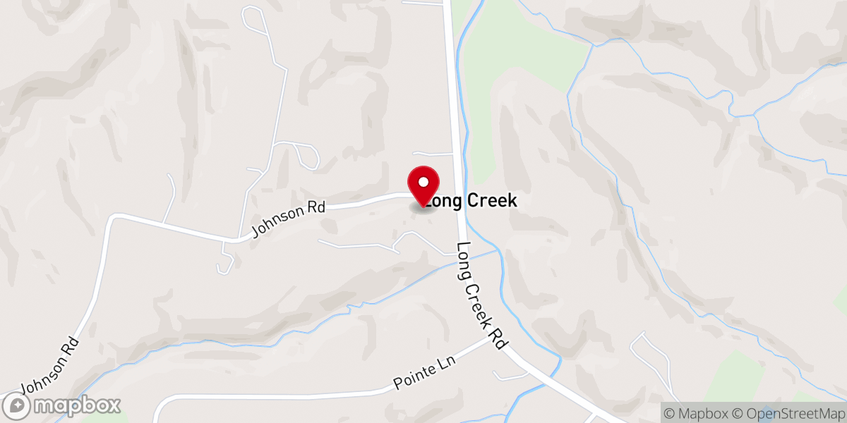 Map showing location of Long Creek Baptist Church