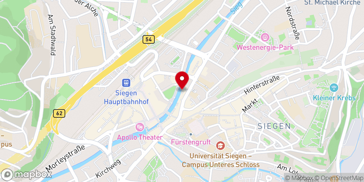 Map showing location of Siegen zu neuen Ufern