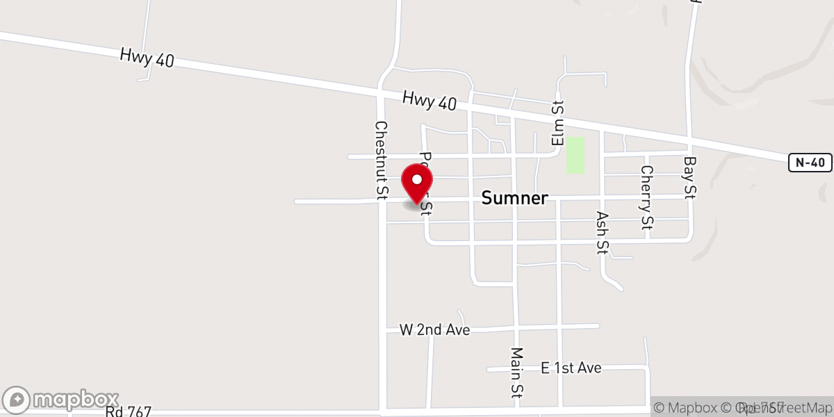 Map showing location of United Church of Sumner