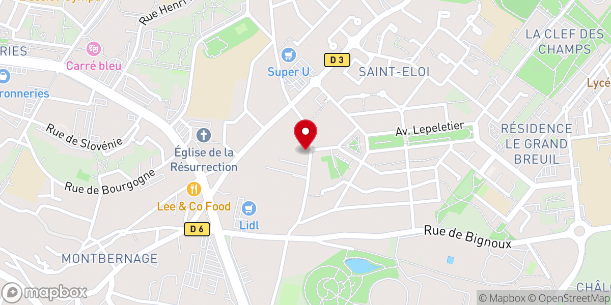 Map showing location of Espace Martin Luther-King