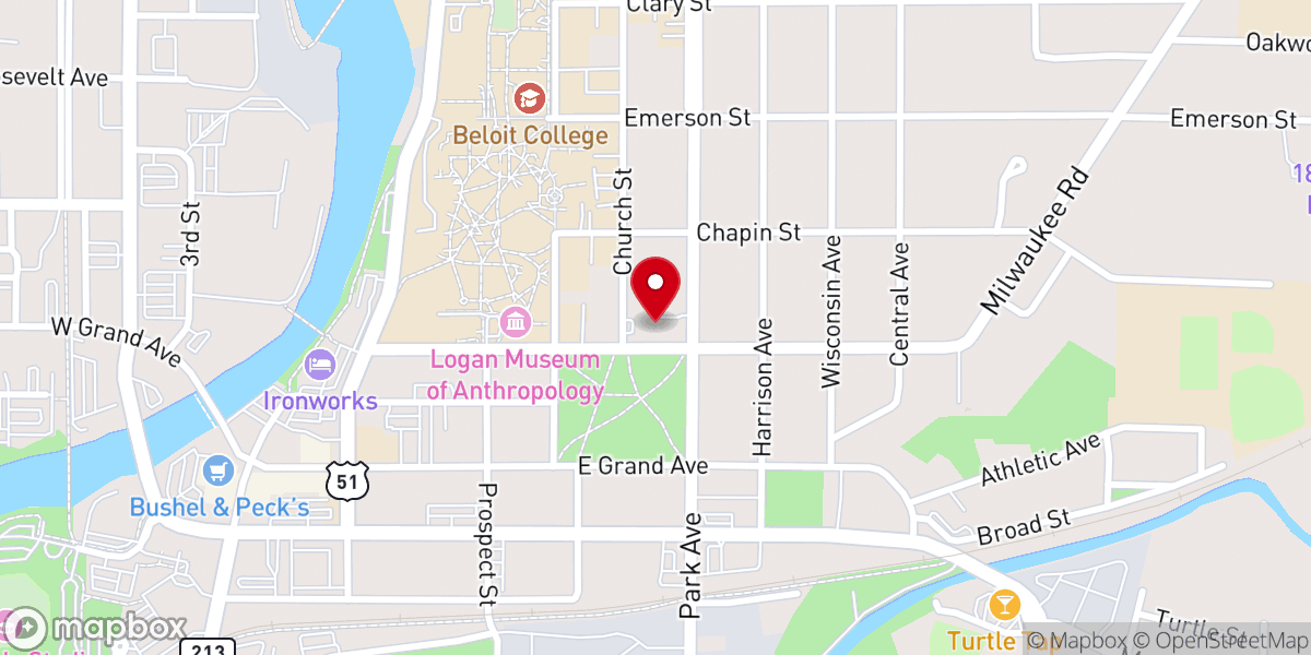 Map showing location of First Congregational Church