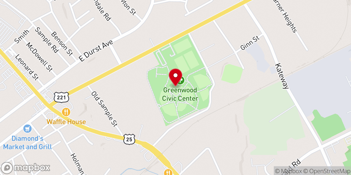Map showing location of Greenwood County Parks & Rec