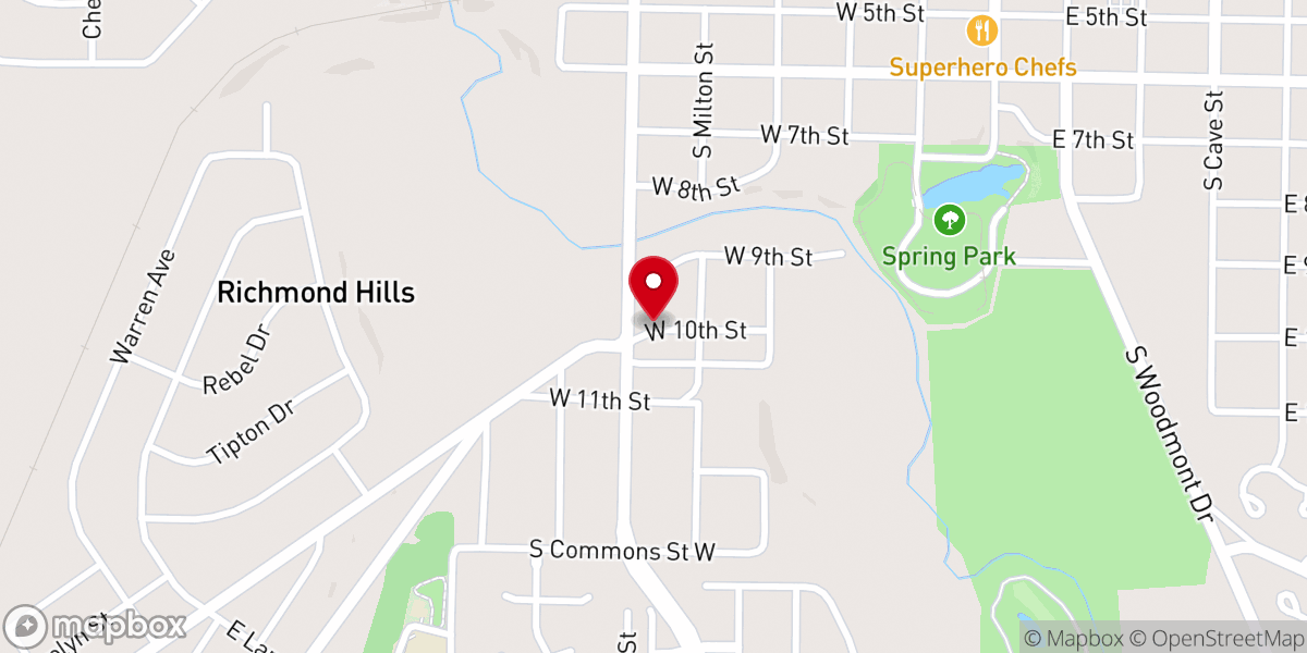 Map showing location of West Side Baptist Church