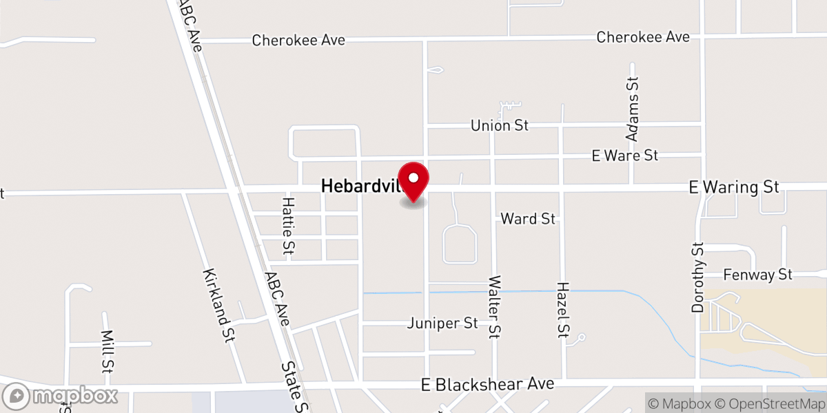 Map showing location of Hebardville Baptist Church