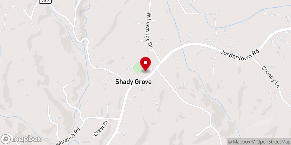 Map showing location of Shady Grove Church