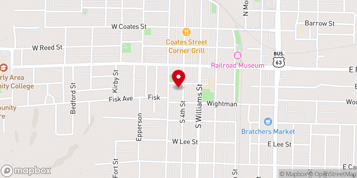 Map showing location of Central Christian Church