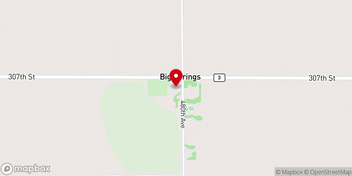 Map showing location of Big Springs Baptist Church