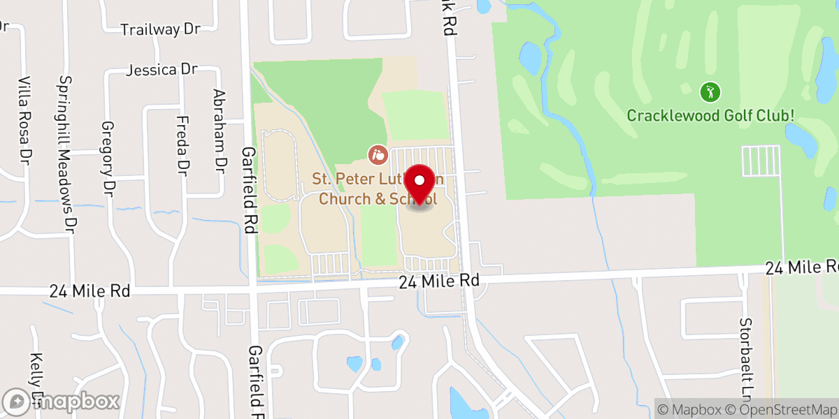 Map showing location of St. Peter Lutheran Church & School