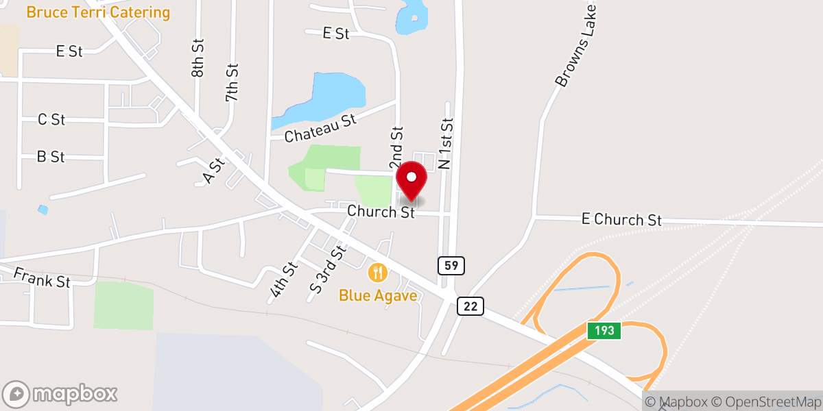 Map showing location of Barling First Assembly of God Church - Food Distribution Center