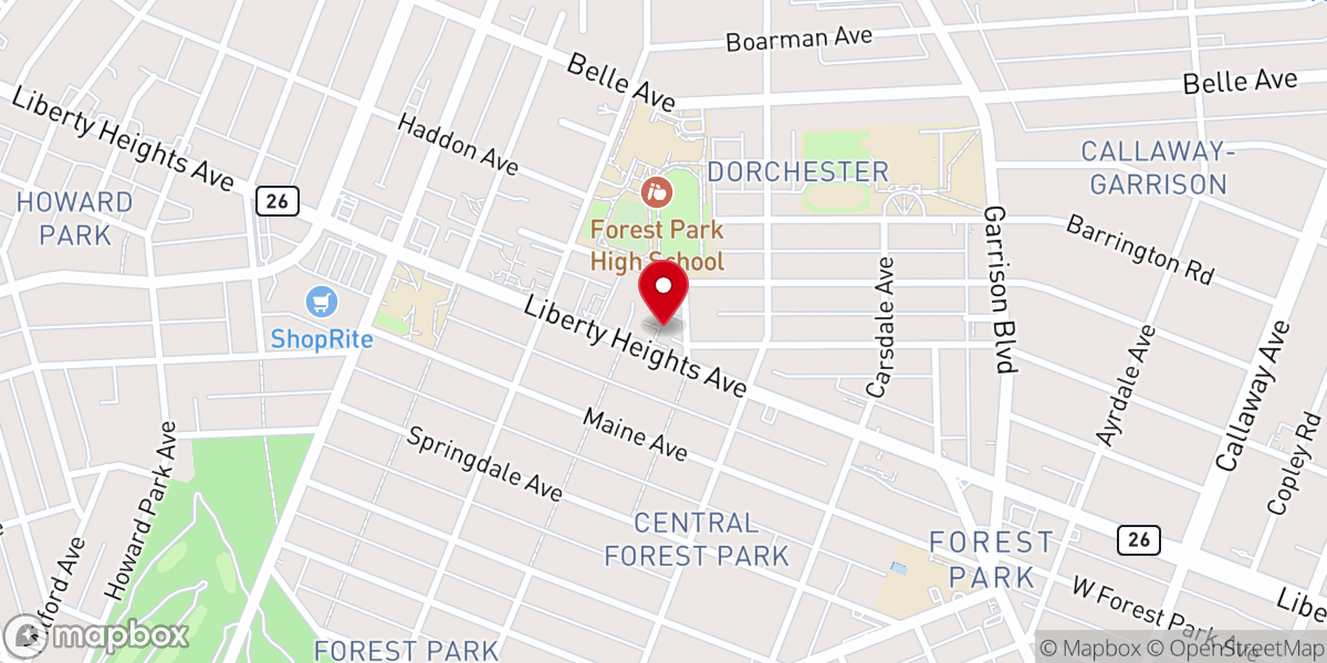 Map showing location of First Baptist Church-Baltimore