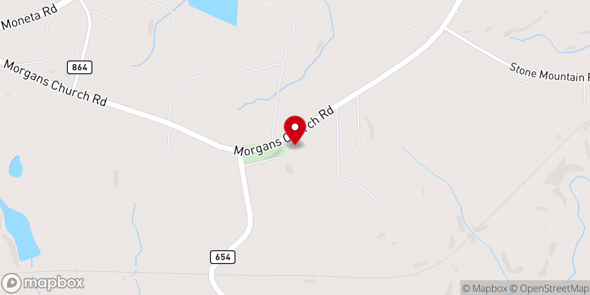 Map showing location of Morgans Baptist Church