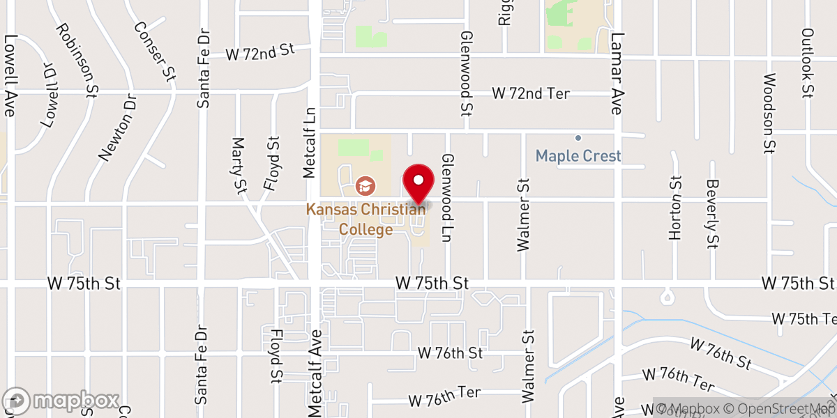 Map showing location of Overland Park Church of God (Holiness)