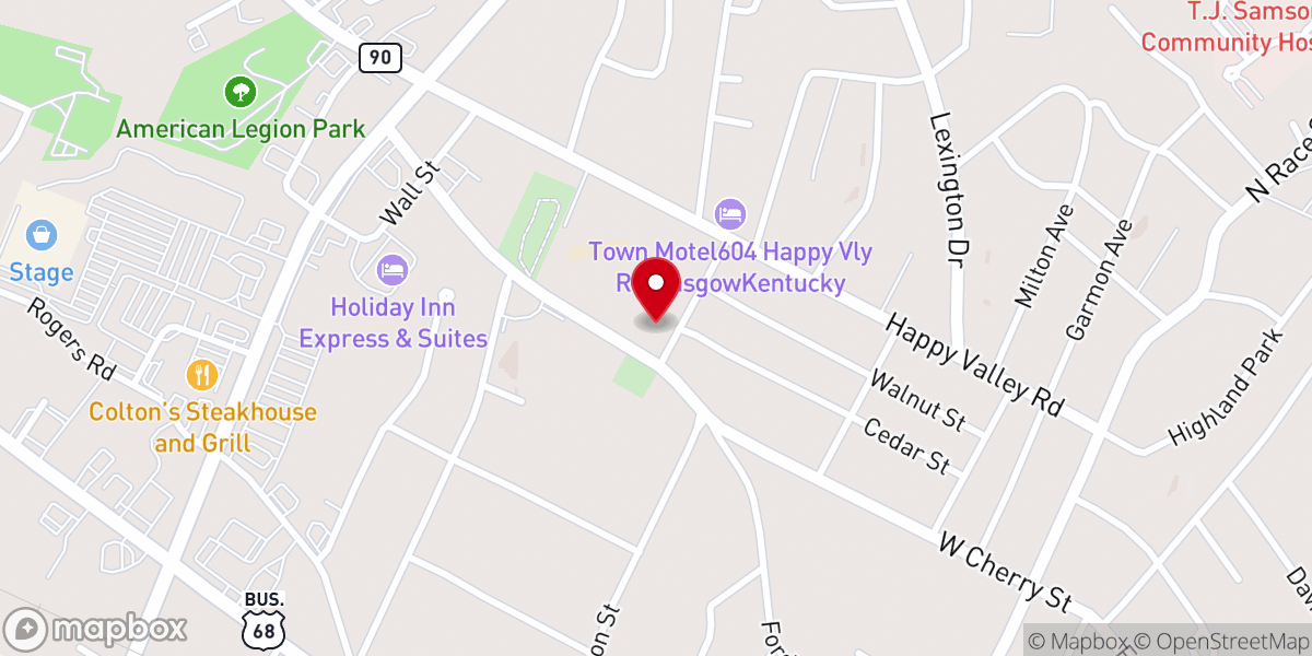 Map showing location of Glasgow Cumberland Presbyterian Church