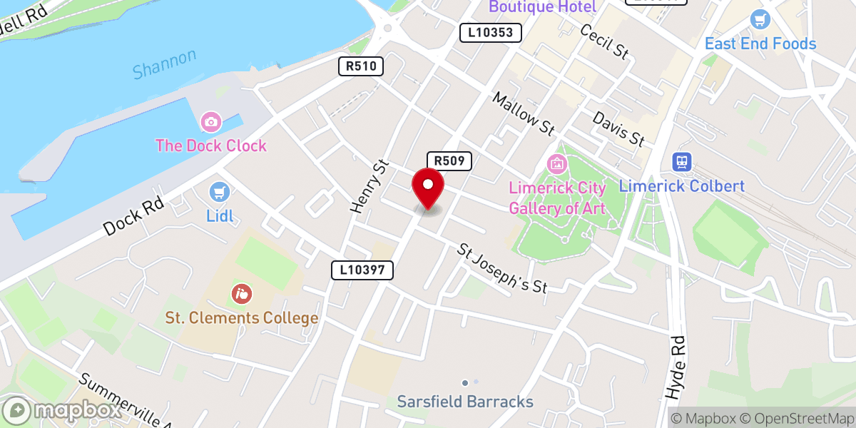 Map showing location of St. Joseph’s Church