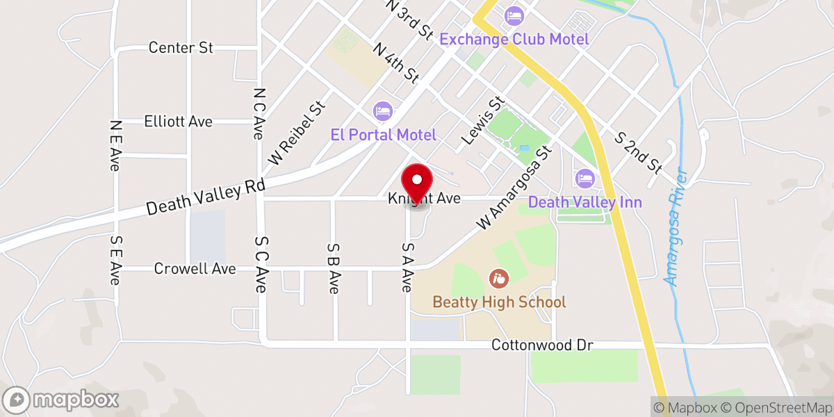 Map showing location of Beatty Community Center