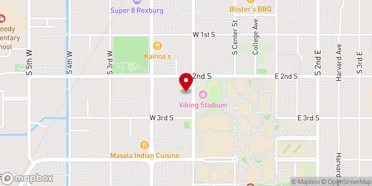 Map showing location of Birch Plaza and Birchwood Apartments