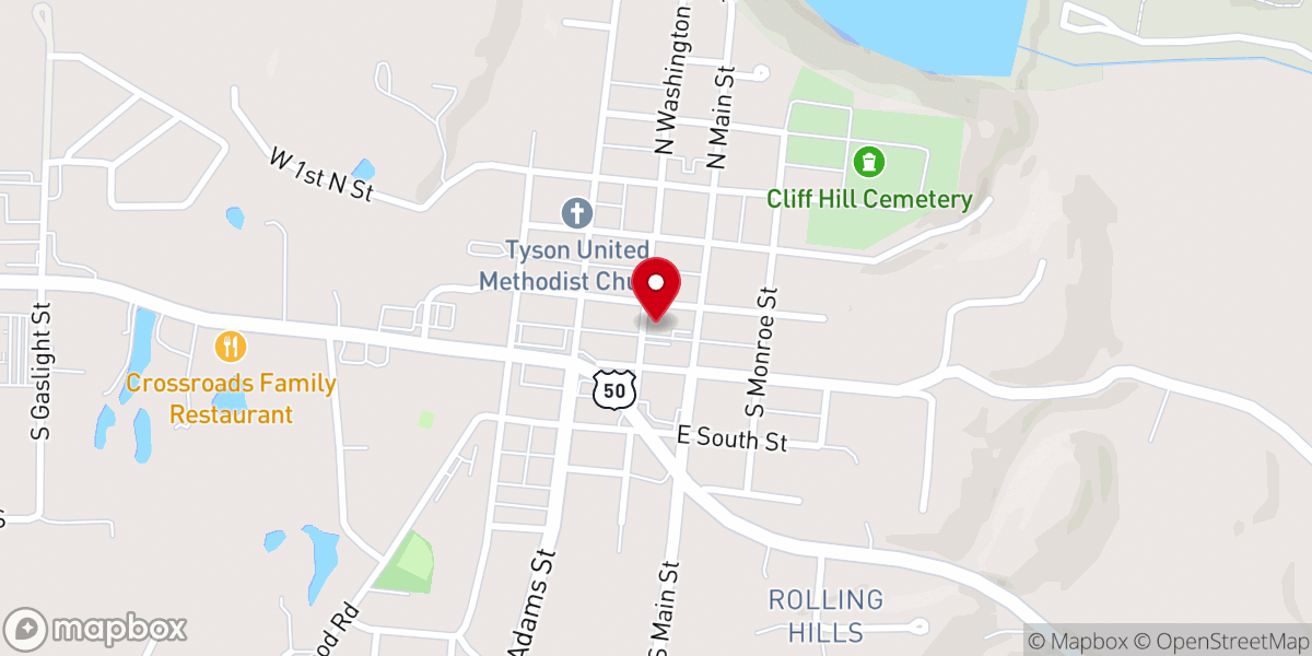 Map showing location of Versailles Baptist Church Pastor