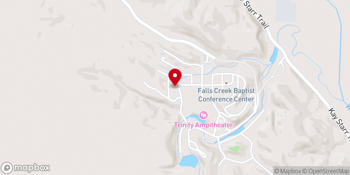 Map showing location of OKC Kelham Falls Creek Cabin