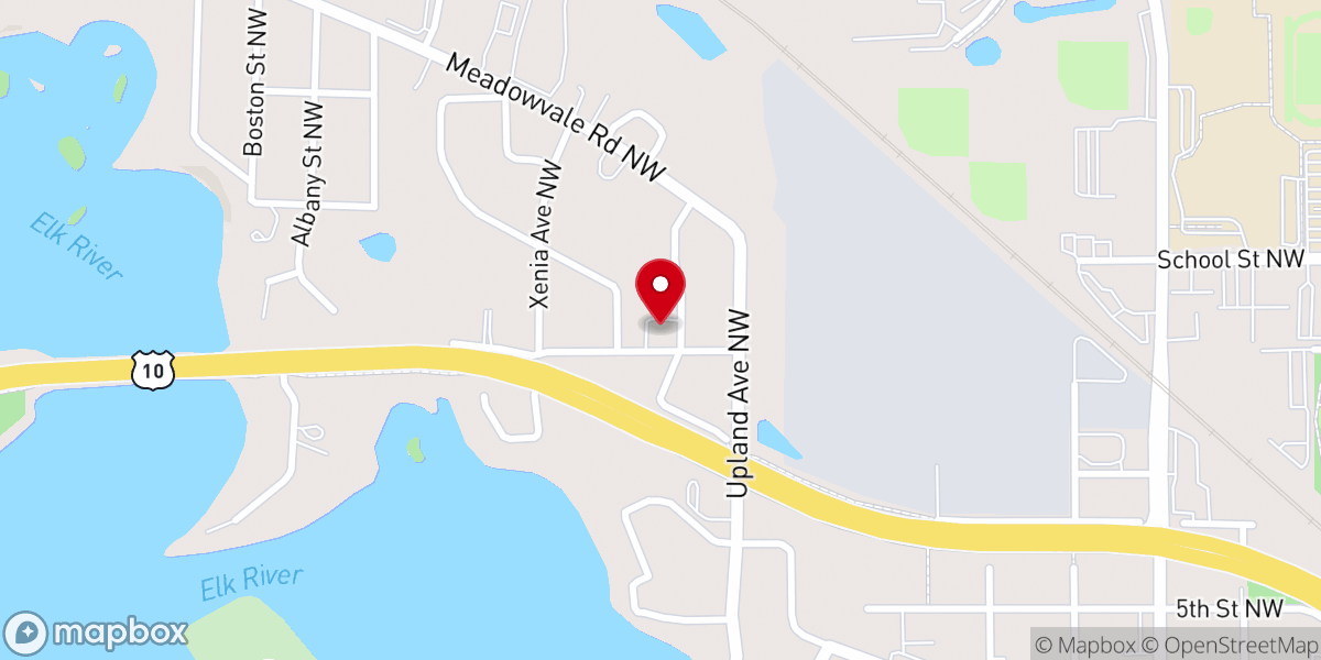 Map showing location of Elk River Baptist Church