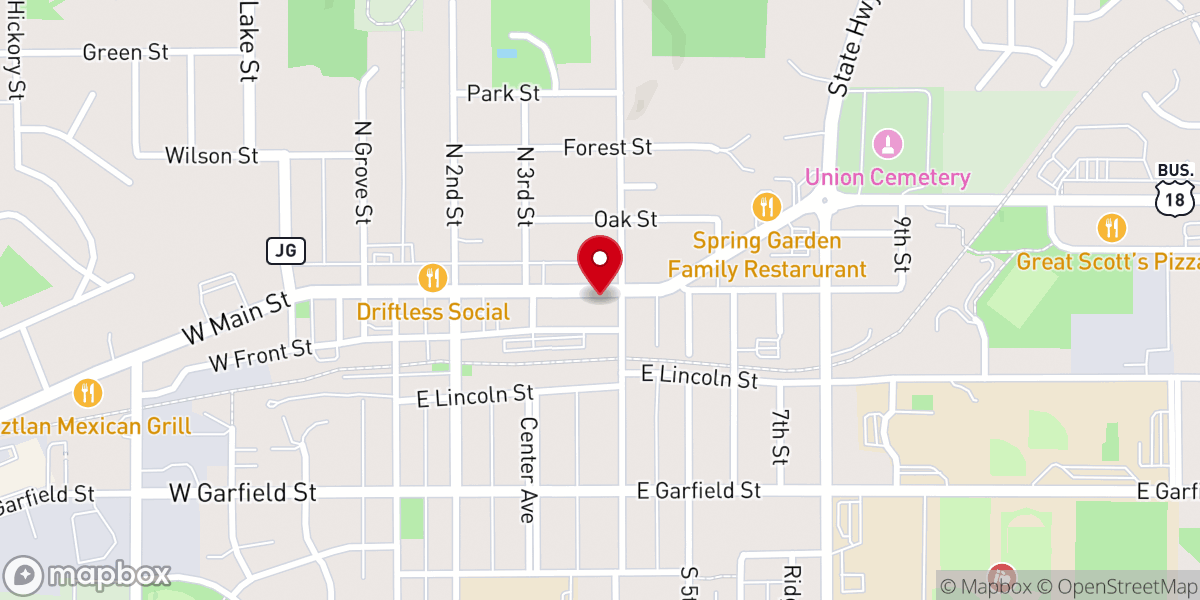 Map showing location of Evangelical Lutheran Church