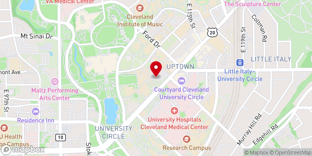 Map showing location of United Protestant Campus Ministries in Cleveland Inc