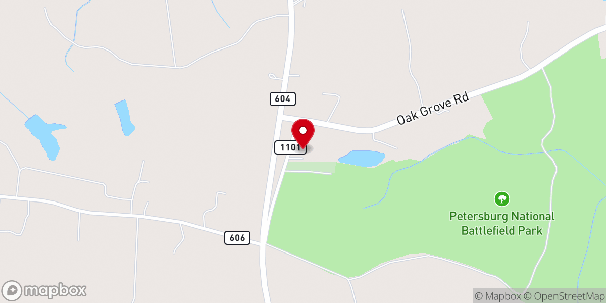 Map showing location of Oak Grove United Methodist Church