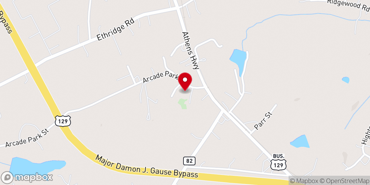 Map showing location of First Pentecostal Oneness Church of Arcade