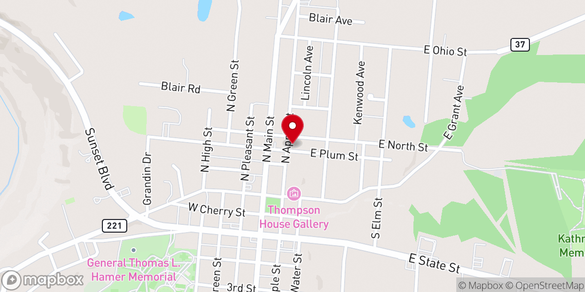 Map showing location of Apple Street Christian Church
