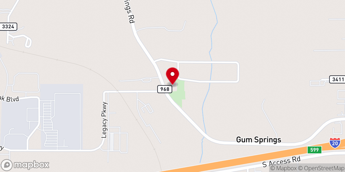 Map showing location of Gum Springs Christian Church