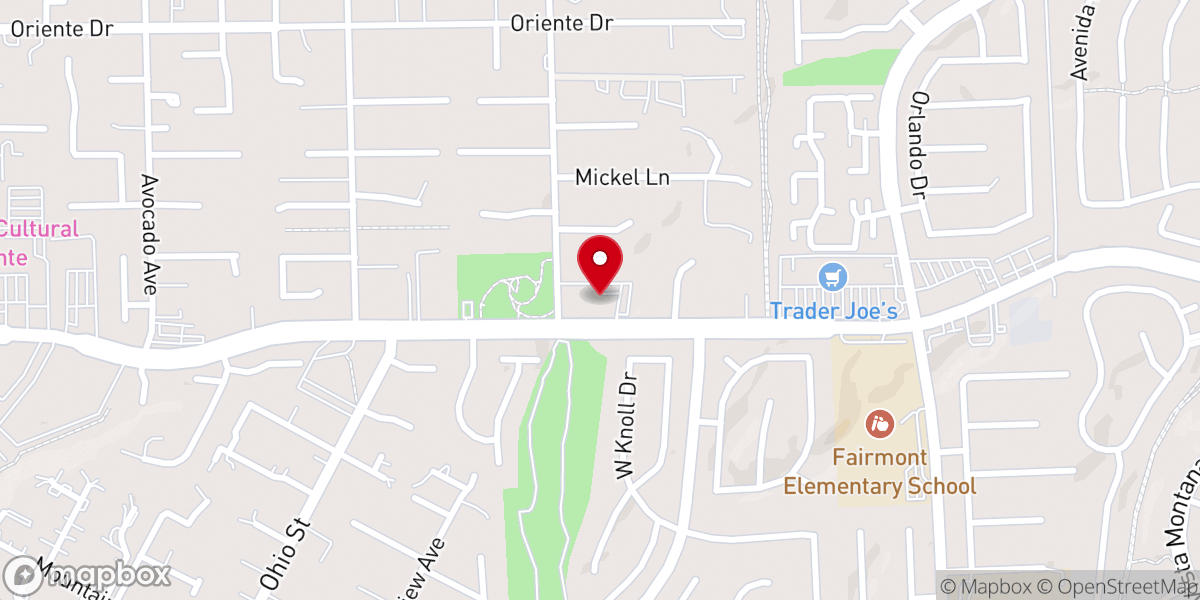 Map showing location of Yorba Linda Presbyterian Church