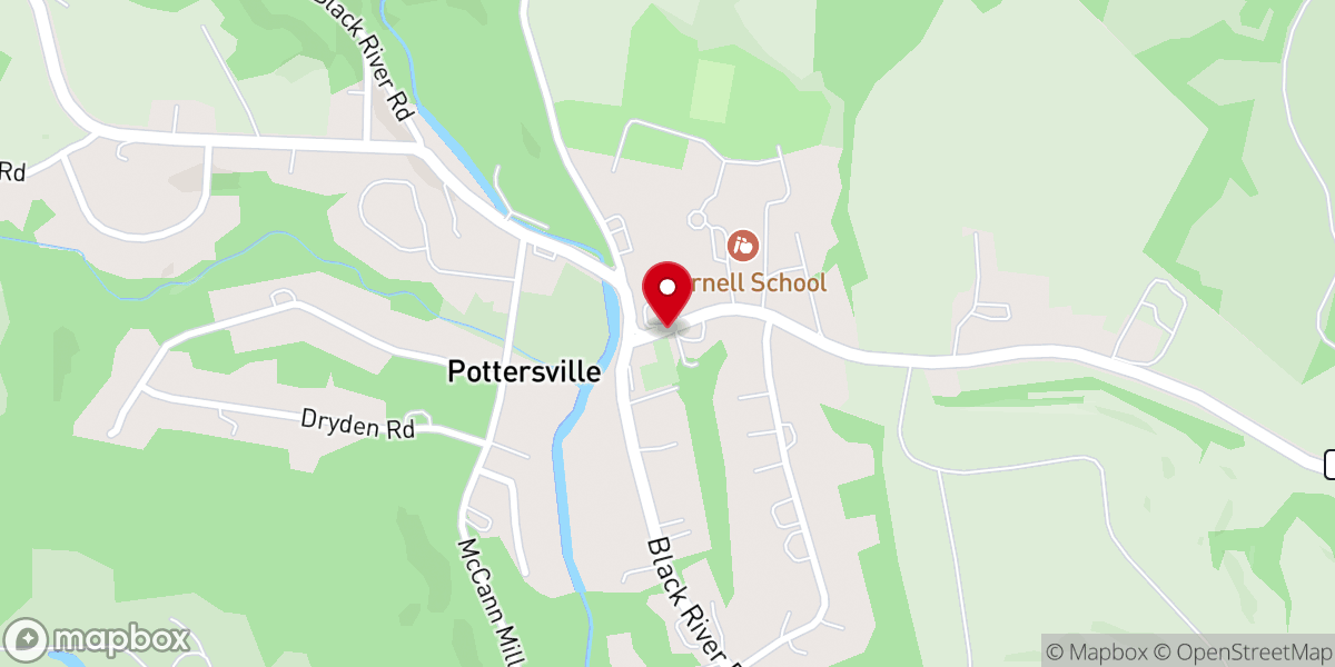 Map showing location of Pottersville Reformed Church