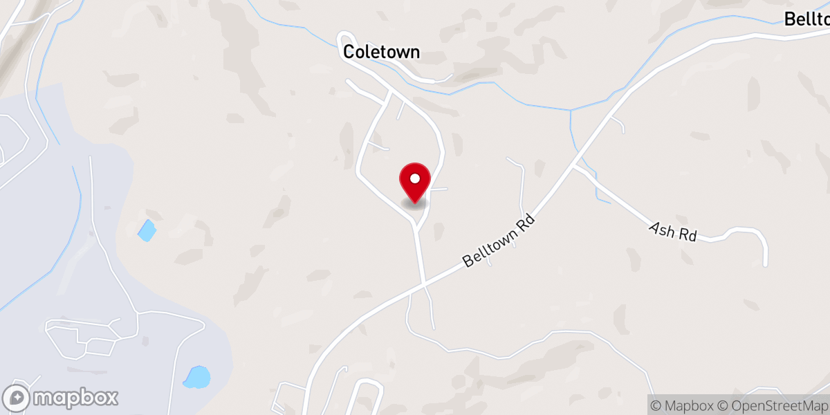 Map showing location of Coletown Baptist Church