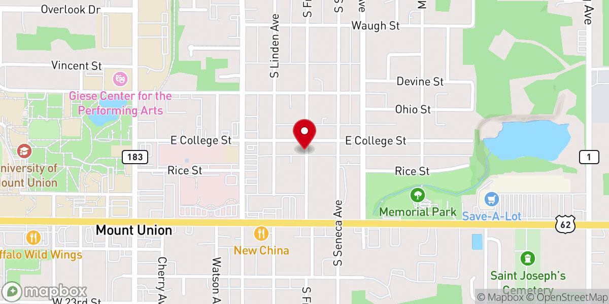 Map showing location of First Church of the Brethren