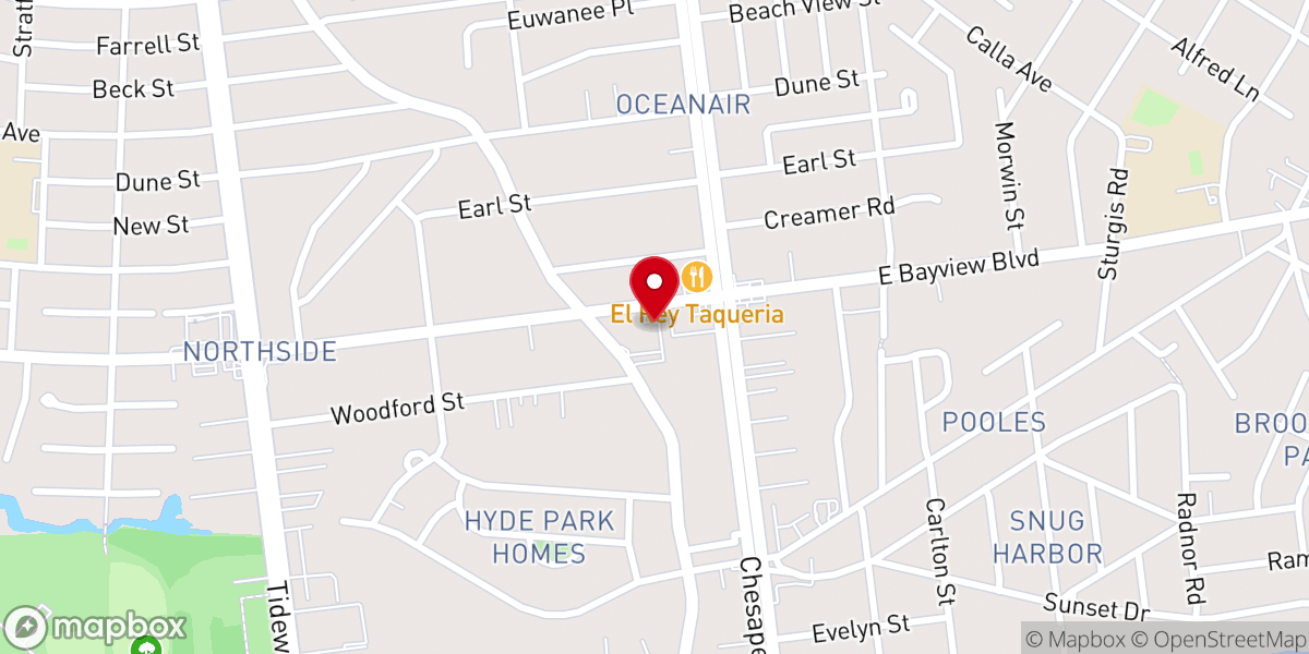 Map showing location of Bayview Baptist Church