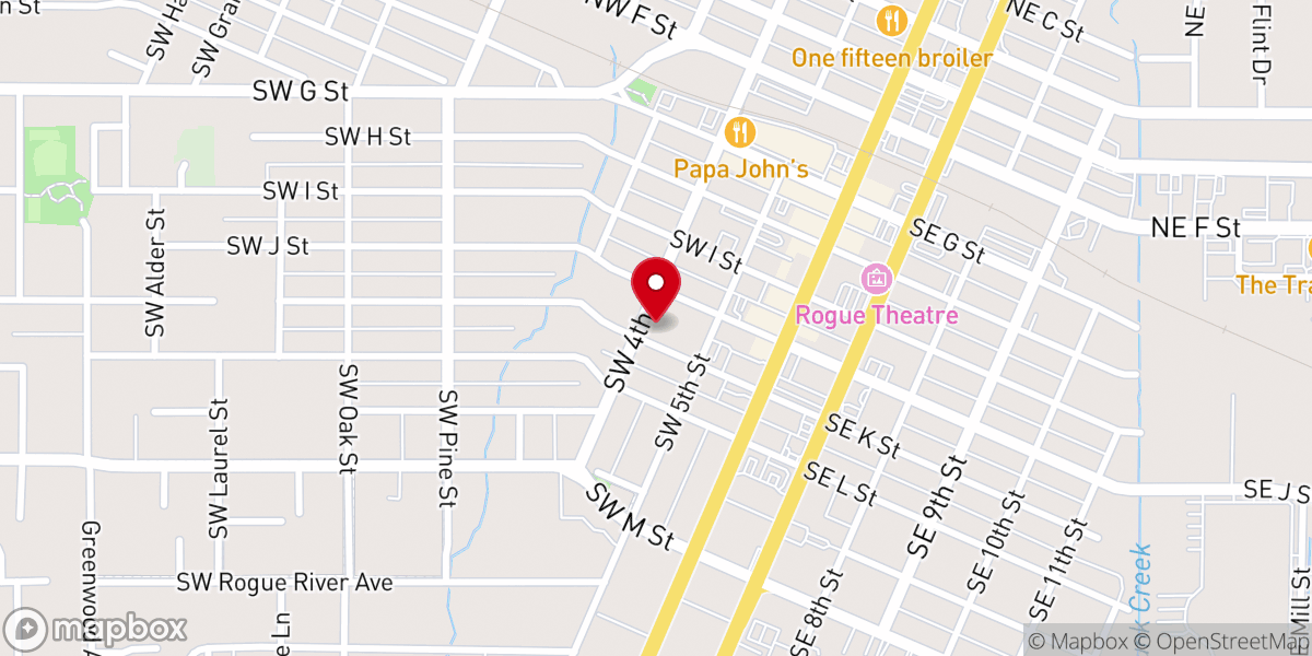 Map showing location of Rogue Valley Baptist Church