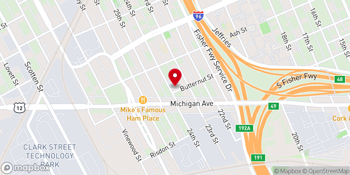 Map showing location of Zion Chapel Church of Christ Holiness U.S.A.