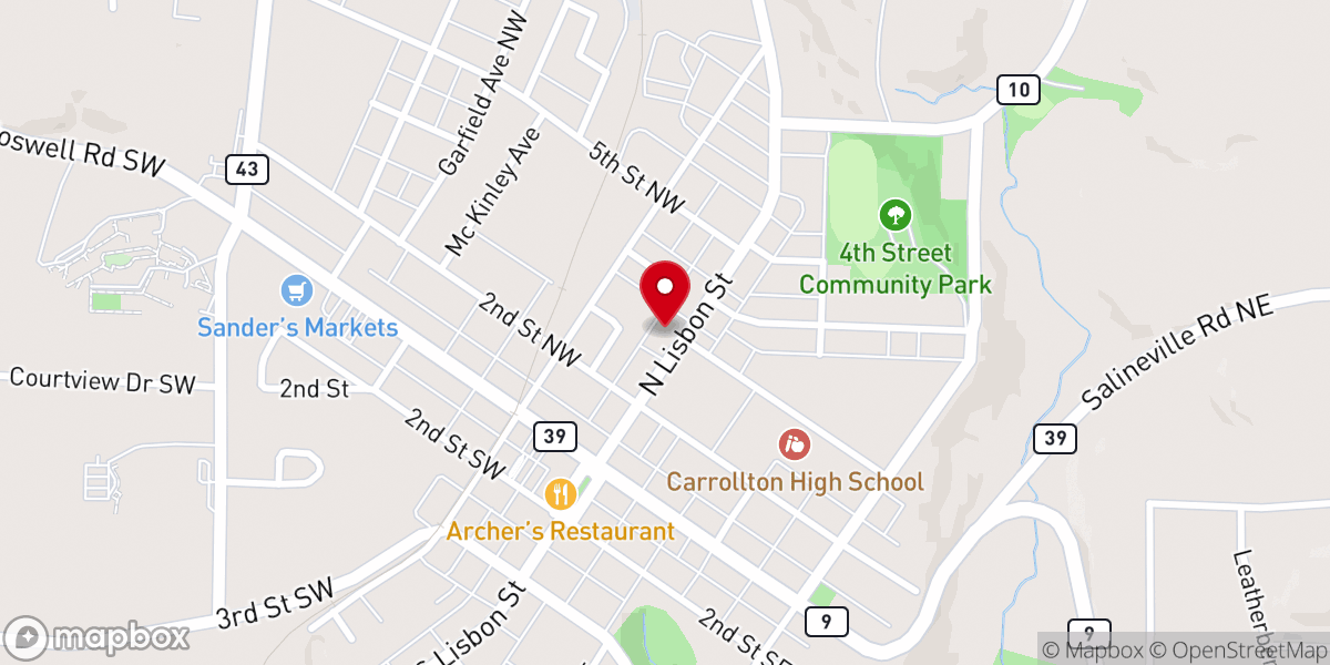 Map showing location of Trinity Lutheran Church