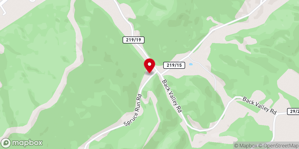 Map showing location of Spruce Run Church
