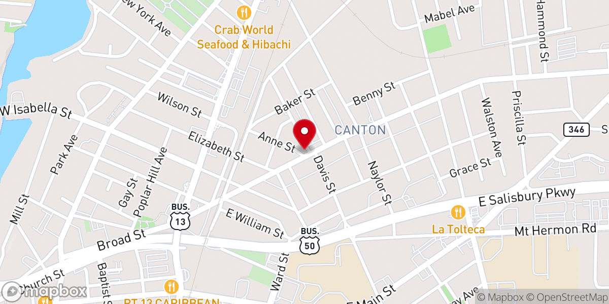 Map showing location of Grace Church in Salisbury Maryland